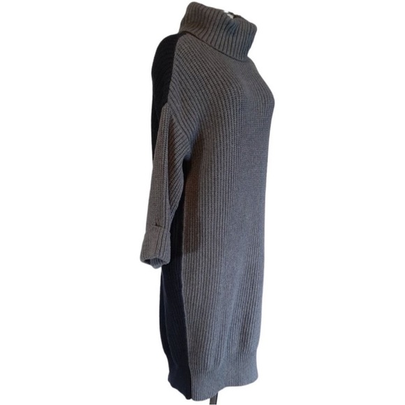 MOTH Anthropologie Oversized Chunky Tunic Turtleneck Color block Sweater Sz XS - Picture 6 of 11